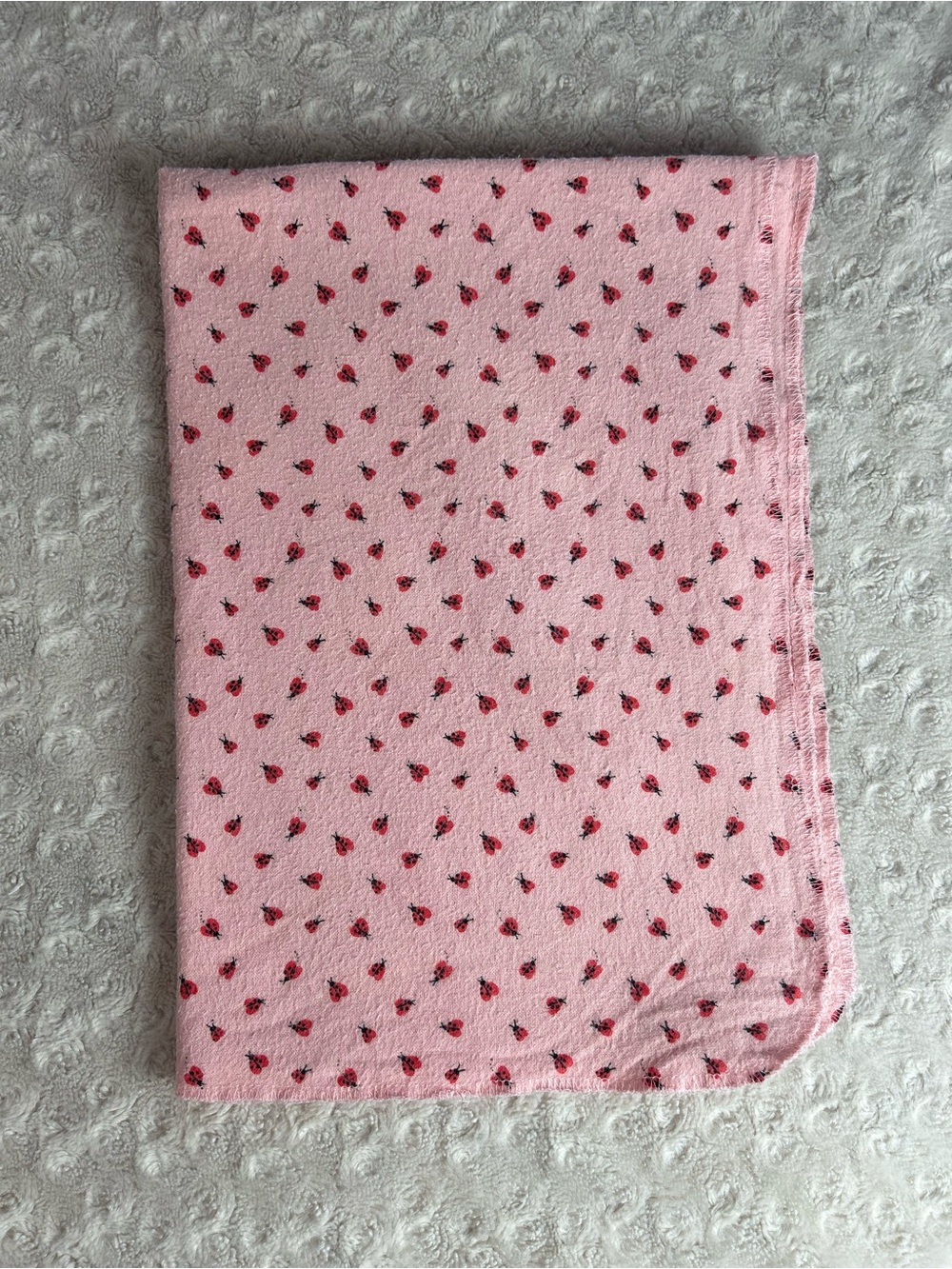 Carter's Pink Ladybug Baby Receiving Blanket Flannel Cotton Thin Black